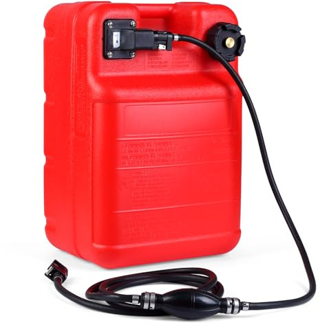 Bidon carburant bateau robuste 24 litres, équipé tuyau 3 m et poignée ergonomique, étanche, usage nautique professionnel