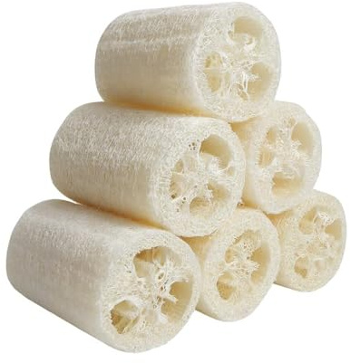 6 Pezzi di Spugna Naturale di Luffa,Loofah Scrubber,Loofah Sponge Esfoliante,Spugna di Luffa Naturale,Adatto per la Cura del Corpo E la Rimozione Della Pelle Morta,Cucine,Bagni e Docce