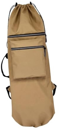 UALXPAO Sac de Transport pour Skateboard Sac à Dos Oxford for Skateboard avec poignée, Sac bandoulière, résistant l'eau, étui de Transport Portable for Longboard(Khaki)