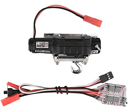 Keenso Treuil sur Chenilles RC, Système de Contrôle de Treuil électrique Automatique, échelle 1/10 en Plastique et Métal avec Crochet de Chaîne, pour Voiture RC Tout-terrain SCX10 D90 HSP