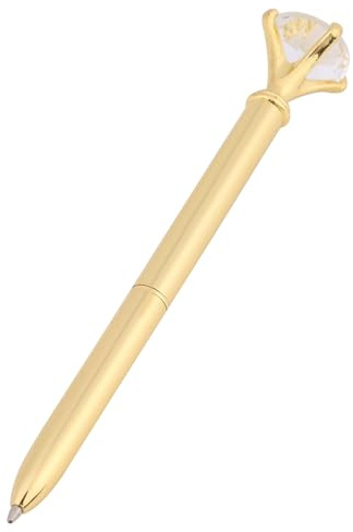 Walfront Metal Ballpoint Pen with Rhinestone Decoration Gold Crystal Ball Shaped Gift Pen for Office Supplies Stationery Writing Instrument
