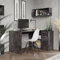 RICOO Eckschreibtisch WM083-BG Bürotisch L Form in Betonoptik – Schreibtisch mit Schubladen und Stauraum für Büro oder Home Office Computertisch 136x101x75 cm modern