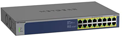 Netgear Switch PoE 16 porte Gigabit Ethernet Unmanaged (GS516PP) - con 16 PoE a 260 W, montaggio desktop/su rack e assistenza a vita ProSAFE