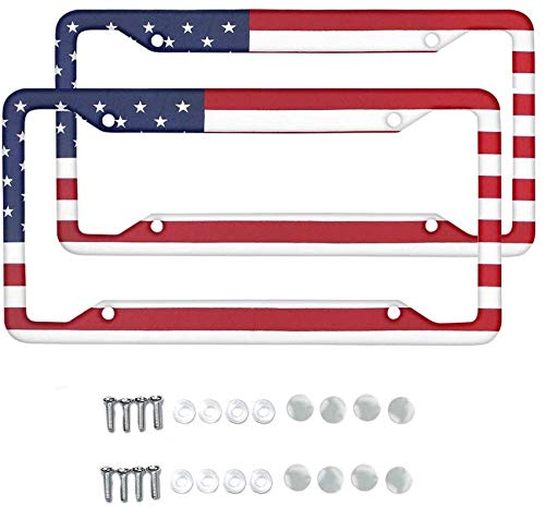 SEANATIVE Nummernschild-Rahmen, USA-Flagge, 2 Stück, universeller Auto-Vanity-Tag, passend für die meisten Fahrzeuge, SUVs, LKWs, Lieferwagen, Nummernschild-Halterung, Geschenk für Damen und Herren