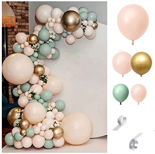 Kit Ghirlanda Palloncini Verde e Oro 117 Pezzi Lattice e Confetti per Matrimoni, Anniversari e Feste