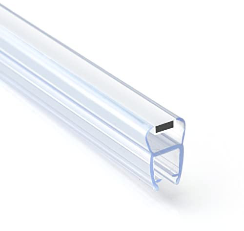 Seiletech.de Magnetdichtung UM03 | 2 m | Dichtung für 4mm 5mm 6mm Glastür | Transparent | Wasserabweisprofil | Duschabdichtung | Duschwand | mit Gummilippe | Schwallschutz | Duschdichtung