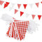 Wimpelkette, 20 m, 52 Stück, rot-weiß kariert, 16 × 22 cm, Polyestergewebe, wiederverwendbar, dreieckige Flaggen, Banner für drinnen und draußen, Geburtstag, Kinder-Party-Dekorationen