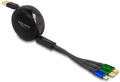 DeLOCK USB Aufrollladekabel 3 in 1 Typ-A zu Micro USB / 2 x USB Type-C™