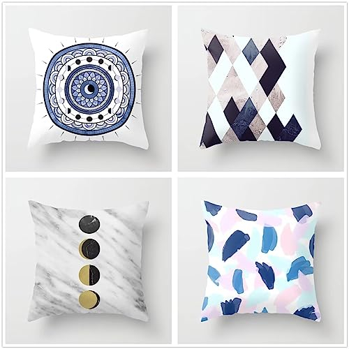 ZANHOG 4Er Set Kissenbezug 65x65cm Samt Kissenbezüge Grau Blau Dekorative Kissenhülle mit Vertecktem Reißverschluss Outdoor Kissenhuellen für Sofakissen Schlafzimmer Wohnzimmer