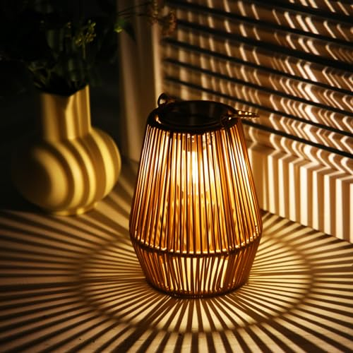 KagoLing Solar Laternen für Außen, 1 Stücke Solarlampen für Draußen im Böhmischen Stil mit LED-Glühbirne Hängend/Stehend Handgestrickte Solarlampen für Terrasse Garten Innenhof Balkon Deko weihnachten