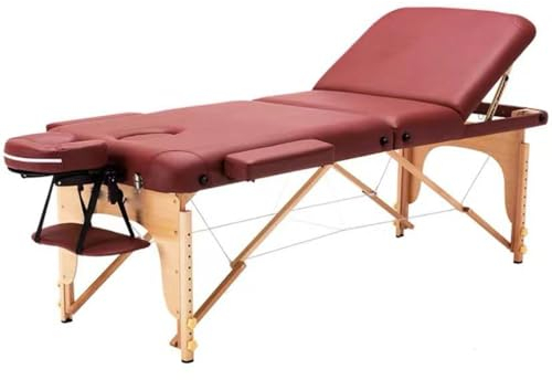 CAULO Tragbare professionelle Massageliegen aus Holz mit klappbaren, maßgeschneiderten, hydraulisch klappbaren Massageliegen (Red)