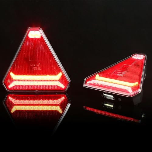 ETUKER 2x Anhänger Rückleuchten Led 6Funktion 12v24v Wasserdicht ECE R10 EMC LED Nebelschlussleuchten Rot für PKW Traktor Landwirtschaftliches KFZ Caravan Reflektor Rotes Dreieck