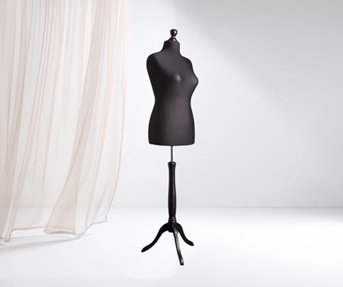 LUSORIA Maniquí de sastre, busto de sastre femenino, negro/negro (XXL 46/48)