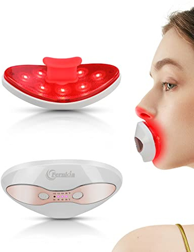Dispositivo de Luz Roja, FERNIDA Herramienta de Cuidado de Labios y Ojos 2 en 1 con 4 Temperaturas Calentadas para Arrugas Lisas de Labios, Labios y Reduce los Círculos Oscuros, Blanco