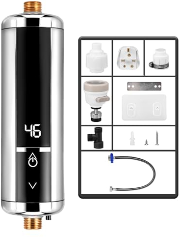 Chauffe-eau électrique instantané 220 V 3500 W - Mini chauffe-eau instantané intelligent avec affichage de la température - Convient pour salle de bain, cuisine