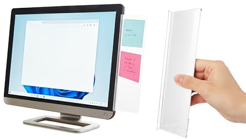 Computer Monitor Memo Board 2 Pack Sticky Note Holder, Semi-Transparent Flexible PVC, Monitor Adhesive Message Boards, Desk Accessories & Workspace Organizers, 12 L x 3 W, Non-Acrylic
