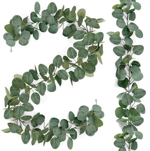 SHEPIN 2 Stück Eukalyptus Girlanden Künstliche, 1.8m Eukalyptus deko Hängepflanzen Eucalyptus Blätter Girlande Hochzeitsdeko für Hochzeit Tisch Frühlingsgirlande Blumenschmuck