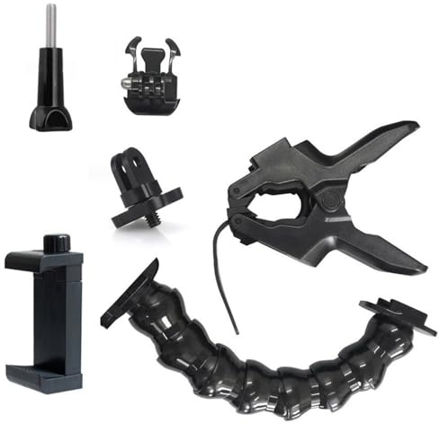Qaonsciug Accessori per fotocamere Supporto a morsetto a braccio lungo per fotocamera di azione Supporto flessibile a collo d'oca