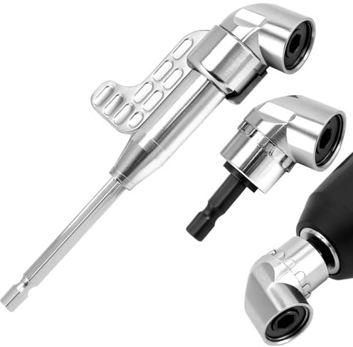 QWORK® 2Pcs 105 Degree Drill Adaptor Set, Angle Drill Attachment, for Power Drill Tool