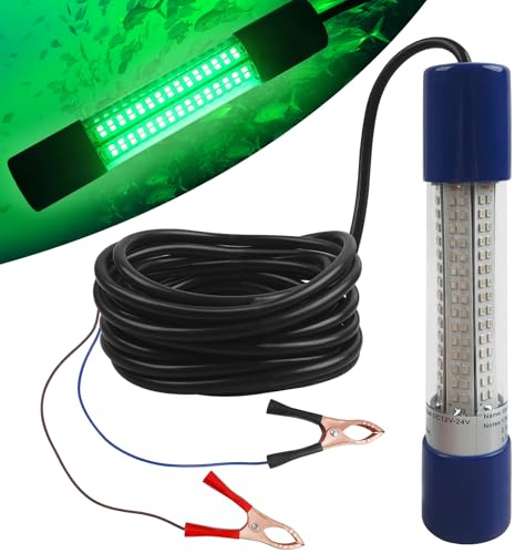 Underwater Green Fishing Light 1900 Lumens 18W 12V-24V Submersible LED Night Fishing Light Fish Attracting Bait Finder Docks Boats Lamp for Squid Shrimp Snook Bass Crappie Striper Catfish