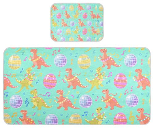 miaozhen Protector de colchón refrescante para bebé, 28 x 52 pulgadas, ultra suave, dinosaurio, pterodáctilo, estegosaurio, huevos de Pascua, funda de colchón para bebés y niños pequeños