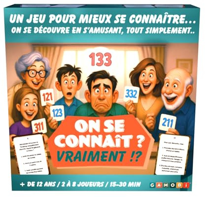 GAMOBI on SE CONNAÎT Vraiment ? – Jeu de Cartes drôle et Original pour soirées, Amis, Famille ou collègues – Jeu de société d’Ambiance idéal comme Cadeau pour la fête des pères 2 à 8 Joueurs