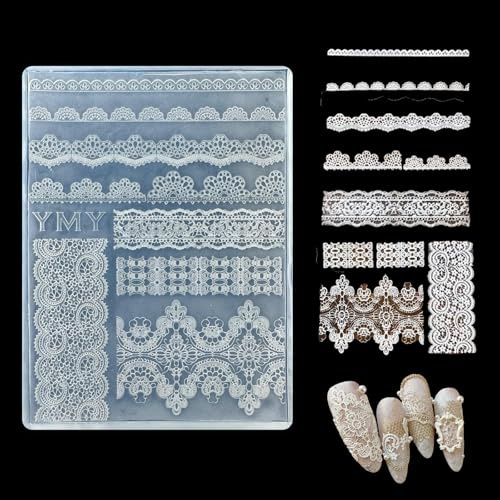 Evadollina Nagel Schablone, Stampo per Unghie, Forme per Nail Art 3D con Pizzo, Strumento per Unghie in Silicone, Decorazioni Y2K