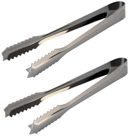 Pinze per ghiaccio da 2 pezzi, pinze piccole in acciaio inossidabile Utensili da portata Accessori da bar con punta seghettata per secchiello per il ghiaccio dell'hotel del (Placcato nero)