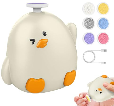 Lima de uñas para bebés - Molinillo eléctrico con 6 cabezales de repuesto | Kit de salud seguro para niños pequeños para el cuidado de las uñas | Set de aseo ultrasilencioso para recién nacidos y niño