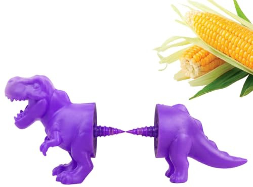 Rostfritt stål majskolvshållare, roliga dinosauriepinnar, 10 cm djurgaffel med grepp, tvillingspetstandpetare, matbord matlagning grillning BBQ utomhus, picknick fest semester Thanksgiving sommar