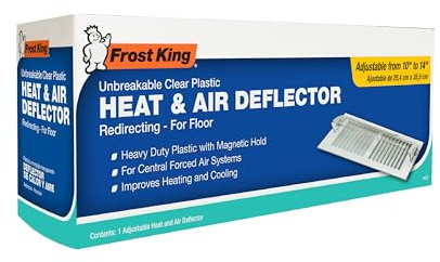 Frost King Unbreakable Heat and Air Deflector, Clear Plastic, 2 3/4” Tall, Width Adjustable 10” to 14”
