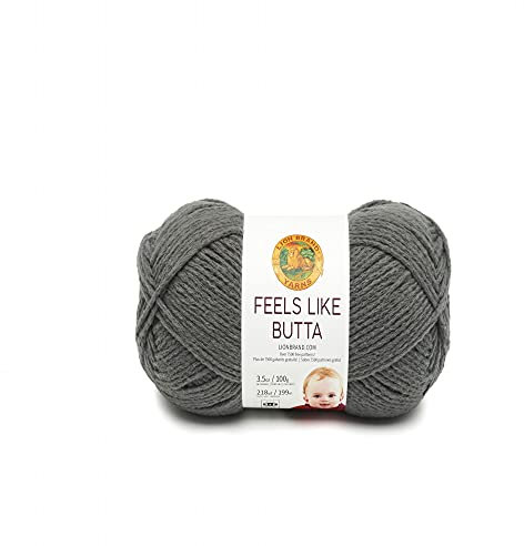 Lion Brand Yarn Feels Like Butta, Soft, Worsted Weight Yarn for Knitting, Crochet, and Crafts, Charcoal, 1 Pack