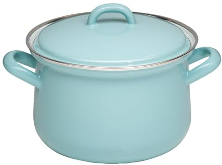 Riess, 0606-109, pentola per carne con coperchio, 16 cm, 1,5 l, verde naturale, 1,054 kg, diametro 16 cm, 1,5 litri, 23 x 17,7 x 11,3 cm, smaltata, a induzione