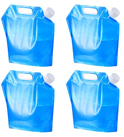 Yibaijia 4 Pack Water Container, 5L Collapsible Drinking Car Water Carrier Container, Outdoor Folding Water Bag for Sport, Hiking, Camping, BBQ, Picnic(Blue)