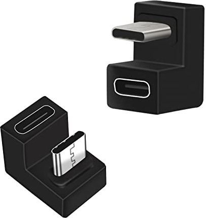 Seminer 180 Graders USB C-vinklad Adapter (2 Pack), Vertikal 90 Grader, USB 3.1, 5A/100W, 10 Gbps, Kompatibel med MacBook, Surface, Samsung, Google, HTC, LG, Lumia, OnePlus, Moto, Asus, Nokia
