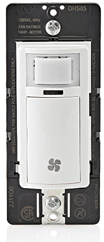 Leviton Humidity Sensor Switch for Bathroom Exhaust Fan, Automate Ventilation, Air Circulation, Moisture Control, ¼ HP, Single Pole, DHS05-1LW, White