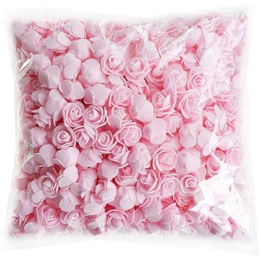 Luvhua Foam Roses Bulk 100PCS, 3.5cm/1.38in No Odor Artificial Flowers for Crafts, Mini Fake Roses for DIY Wedding Bouquets, Valentine's Day, Mother's Day, Centerpieces, Decorations (Light Pink)