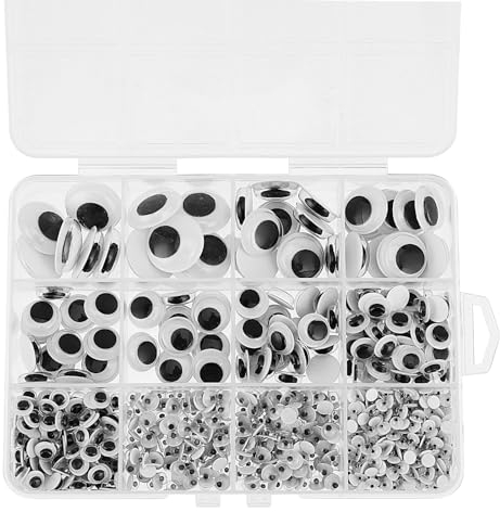 Hariendny Kulleraugen Selbstklebende, 750 Stück Bastelaugen Selbstklebend, Wackel Augen Kunststoff Puppe Augen für DIY Scrapbooking Spielzeuge Zubehör 4/5/6/8/10/12/15/18mm
