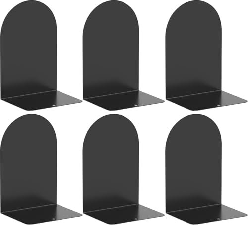 Deefongo Lot de 6 serre-livres lourds en métal - Pour l'école, le bureau et la maison