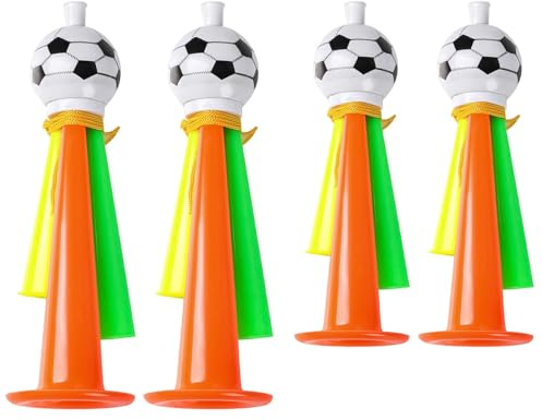 ANCLLO 4 Piezas Bocina de Aire de plástico de Mano, 2 Trompetas de fútbol Grandes/2 pequeñas Que animan, para Adultos, Estadio, fanáticos del fútbol, Fiesta temática, Copa del Mundo
