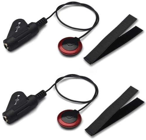 RuiJOTWAT 2 Piezoelektrisches Kontaktmikrofon, Gitarren-Tonabnehmer, Summer, EQ-Patch, Musikinstrumenten-Tonabnehmer für Gitarre, Violine, Ukulele usw., Kabellänge 40 cm, Rot