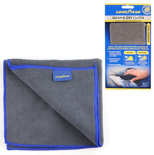 Goodyear Microfibre Wash and Dry Cloth Large Specially designed microfibre cloth for washing and drying your vehicle |Dual purpose |Microfibres attract more dirt than a normal cloth| Machine washable