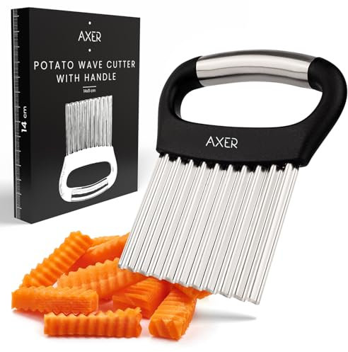 Axer Coupe Pomme de Terre Ondulée à Main - Couteau Ondulé pour Légumes et Fruits - Coupe Frite Professionnel Tranchant - Decoupe Legumes Manuel - Coupe-Frites