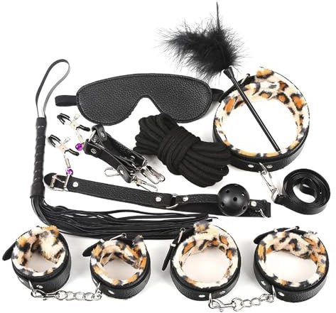10 Pcs S.ex Bondage Kit Bed Restraints S.ex for Couple Adjustable Bed Straps Dominance Wrist and Ankle Chain with Cuff Bondaged A.dult Kit Game S.ex Resistant Set Kinky Play Women Sweatshirt