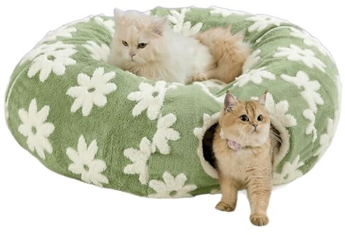 ERNAN Tunnel Pliable pour Chat - Tunnel de Jeu et Tunnel d'éveil pour Chatons, Chiots, Lapins, Petits Chiens (Green)
