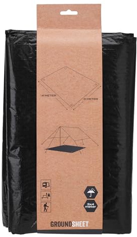 Bâche de sol de camping noire avec œillets - Résistante aux intempéries - 400 x 300 cm - Bâche d'extérieur en tissu pour tentes - Imperméable - Bâche de protection - Bâche de clôture de chantier