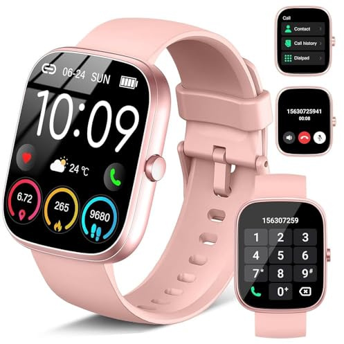 uaue Smart Watch for Women, 1.91 HD Smartwatches 2026 New Answer/Make Calls Fitness Watch with Heart Rate/Sleep Monitor/Step Counter, IP68 Waterproof 110+ Sport Activity Tracker for Android/iOS(Pink)