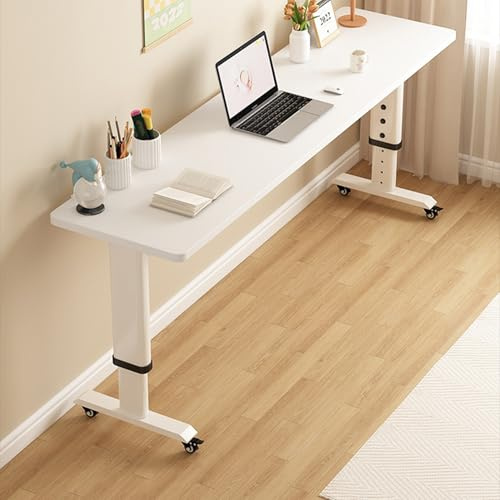 SXZenSpace Mobil bärbar datorskrivbord, justerbar över sängbord, rullande datorarbetsstation med hjul (A, 91 tum L x 20 W/230 x 50 cm)