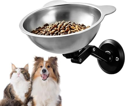 Wall Mounted Cat Bowl, Adjustable Elevated Pet Bowl for Small Pets | Magnetic Floating Design, 304 Stainless Steel Bowl, Height Angle Adjustment, Space Saving Installation, Small Dog Feeding