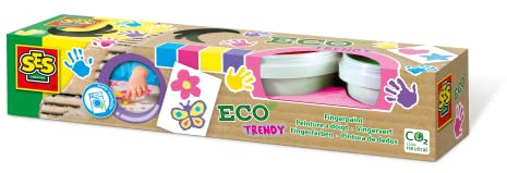 SES Creative 24927 - ECO peinture au doigt trendy 4 couleurs, mélangeable, s'étale bien, sans gluten, pour les enfants